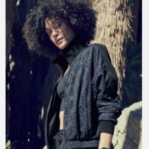 ATHLETA Brooklyn Track Bomber Printed Jacket Large